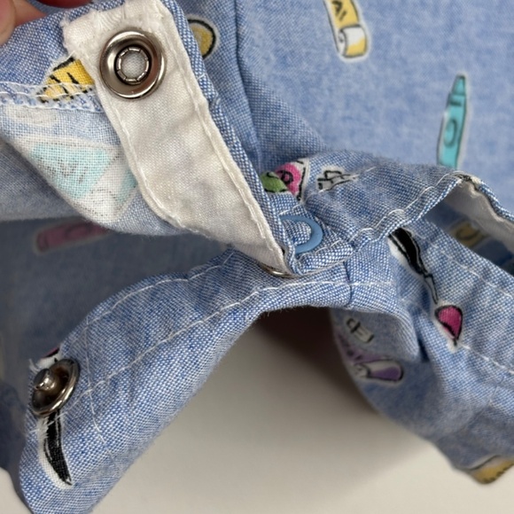 Vintage 90s Rare Carters Overalls Baby Girls 12M Artist Romper Paint Crayons - Picture 5 of 11